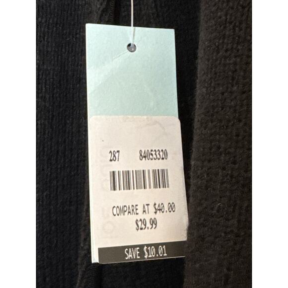 Blue Sol Large Black Sweater Cape Pocho With Gold Accent Buttons - Picture 3 of 6